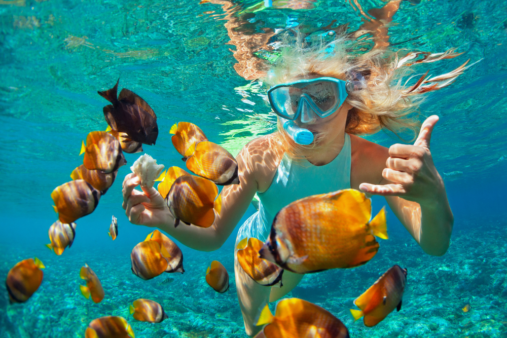 Picture of woman snorkeling at Madeira Beach.